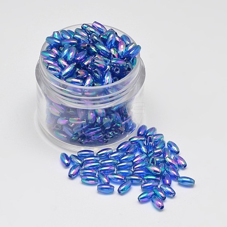 AB Color Plated Rice Electroplated Eco-Friendly Transparent Acrylic Beads PACR-I002-27-1