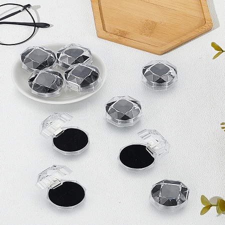 10Pcs Transparent Plastic Ring Boxes OBOX-LP0001-03-1