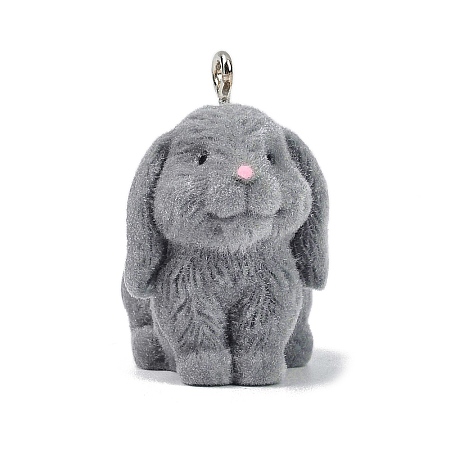 Animal Theme Flocky Opaque Resin Pendants RESI-H042-01P-18-1