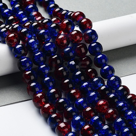 Spray Painted Crackle Glass Beads Strands X-CCG-Q002-10mm-12-1