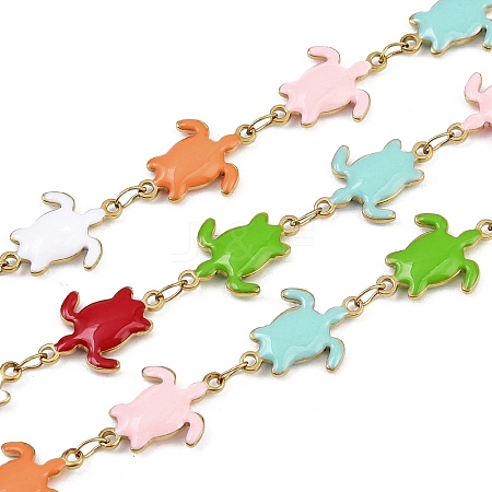 304 Stainless Steel Enamel Turtle Link Chains CHS-F023-01F-G-1