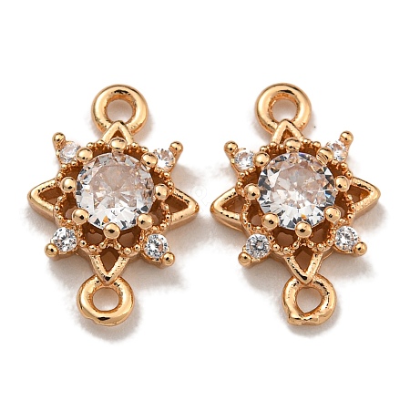 Brass Cubic Zirconia Star Connector Charms KK-U037-32G-01-1