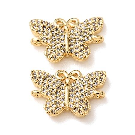 Brass Micro Pave Clear Cubic Zirconia Connector Charms CU-CBA4579-01G-E-1