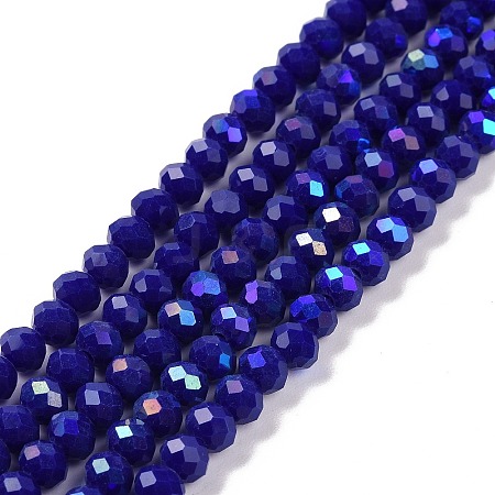 Electroplate Opaque Solid Color Glass Beads Strands X1-EGLA-A034-P4mm-L12-1