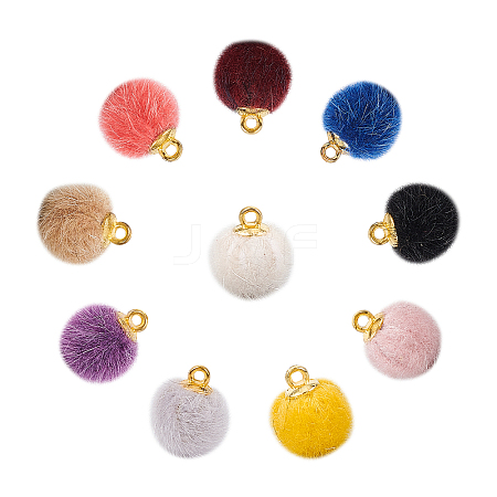 Faux Mink Fur Covered Charms WOVE-PH0001-15-1