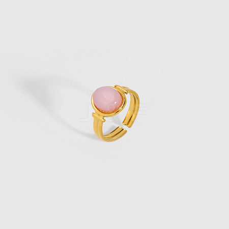 Oval Natural Rose Quartz Ring VR5494-1-1