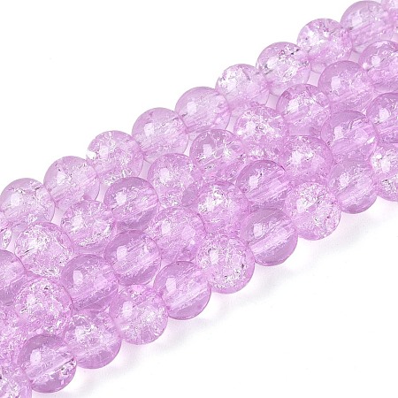 Plum Crackle Glass Round Beads Strands X-CCG-Q002-6mm-04-1