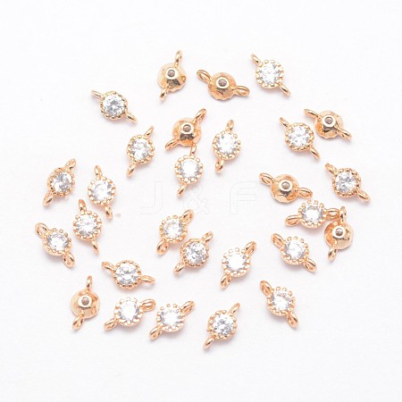 Real Light Gold Plated Brass Cubic Zirconia Flat Round Links KK-E672-015KCG-1