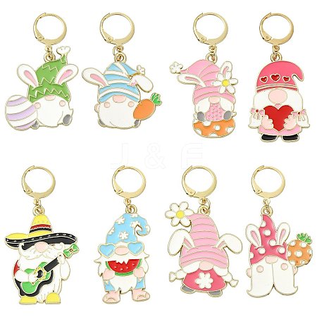 8Pcs Easter Theme Alloy Enamel Pendant Locking Stitch Markers HJEW-FS00101-02-1