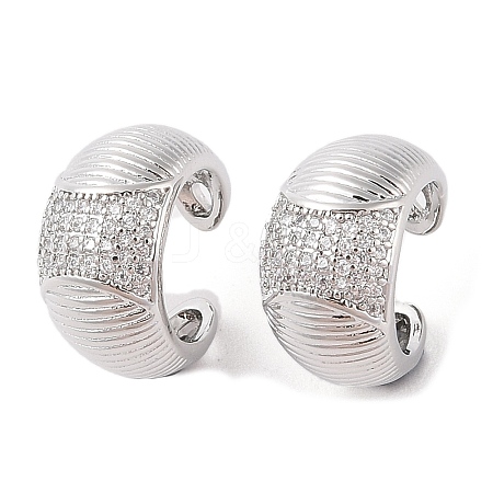 Rack Plating Brass Micro Pave Clear Cubic Zirconia Cuff Earrings for Women EJEW-G394-03P-1