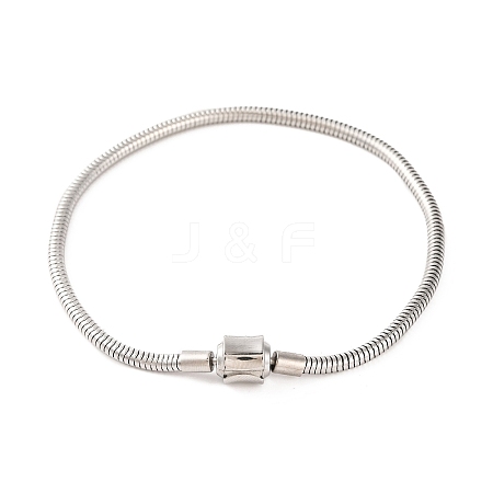 304 Stainless Steel Round Snake Chain Bracelets with Clasps BJEW-F472-01P-02-1