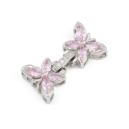 Brass Micro Pave Cubic Zirconia Fold Over Clasps KK-C075-42P-1