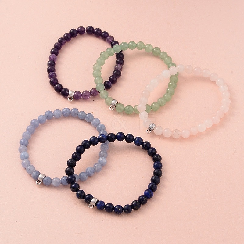 Wholesale Round Natural Gemstone Beaded Stretch Bracelets ...