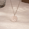 Ramadan & Eid Mubarak Stainless Steel Flat Round Pendant Necklaces for Women ZN9111-1