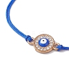 Evil Eye Alloy Crystal Rhinestone Link Braided Bracelets BJEW-JB10787-3