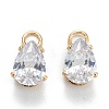 Brass Clear Cubic Zirconia Charms ZIRC-G170-13G-3