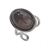 Oval Natural Grey Agate Finger Rings RJEW-M062-02P-12-2