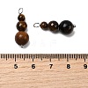 Natural Tiger Eye Round Beaded Pendants PALLOY-JF02867-01-3