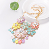 Fashion Women Jewelry Zinc Alloy Glass Flower Bib Statement Choker Collar Necklaces NJEW-BB15068-C-4