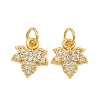 Brass Micro Pave Clear Cubic Zirconia Charms KK-F941-37A-G-1