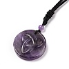 Adjustable Natural Amethyst Sailor's Knot Pendant Necklace with Nylon Cord for Women NJEW-L171-02D-3