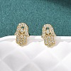 Hamsa Hand Brass Micro Pave Clear Cubic Zirconia Stud Earrings EJEW-H178-07G-2