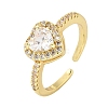 Adjustable Brass Micro Pave Cubic Zirconia Cuff Open Rings CU-CBABA66-04G-4