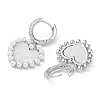 Heart Rack Plating Brass Cubic Zirconia Hoop Earrings with Plastic Pearl Beads EJEW-K245-06P-2