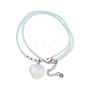 Opalite Heart Pendant Necklaces NJEW-G143-02F-2