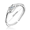 Rhodium Plated 925 Sterling Silver Open Cuff Ring JR890A-3