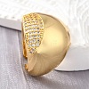Brass Micro Pave Cubic Zirconia Open Cuff Rings for Women RJEW-K292-09G-3