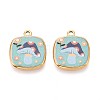 Printed Style 304 Stainless Steel Square Pendants STAS-T071-25F-G-1