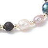 Natural Cultured Freshwater Pearl & Lava Rock Beads Stretch Bracelets for Women BJEW-JB12867-4