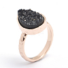 Electroplate Natural Druzy Quartz Crystal Finger Rings RJEW-I055-01RG-RS-4