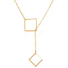 Alloy Cable Chain Square Lariat Necklaces for Women WG98ABB-01-2