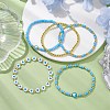 5Pcs 5 Styles Heart Acrylic & Glass Seed Beaded Stretch Bracelet Sets BJEW-JB10473-03-3