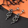 Snake 316 Surgical Stainless Steel Dangle Belly Button Rings EJEW-G416-18B-AS-1