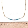3.5MM Faceted Round Natural Kyanite & Apatite and Potato Pearl Beaded Necklaces NJEW-JN05976-01-4