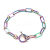 Unisex PVD Vacuum Plating 304 Stainless Steel Paperclip Chain Bracelets BJEW-H541-03A-MC-1