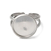 Non-Tarnish 304 Stainless Steel Cuff Ring Settings STAS-E202-02A-P-3