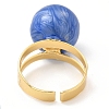 Enamel Round with Evil Eye Beaded Open Cuff Ring RJEW-E069-03G-01-3