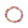 Natural Rhodonite Beaded Stretch Rings for Women RJEW-JR00868-09-2