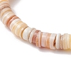 Natural Freshwater Shell Disc Beads Stretch Bracelets for Men Women BJEW-JB11747-4