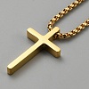 Stainless Steel Cross Pendant Necklace with Box Chains NJEW-WH0016-48G-1