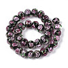 Handmade Lampwork Inner Flower Rondelle Beads Strands LAMP-T022-24A-2