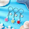 3Pcs 3 Colors Tortoise Glass Seed Beads Pendant Keychain HJEW-MZ00105-2