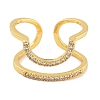 Rack Plating Brass Micro Pave Cubic Zirconia Open Cuff Rings for Women RJEW-Z059-03G-2