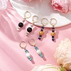 3 Pairs Natural Lava Rock & Natural Howlite & Natural Lapis Lazuli Beaded Hoop Earrings EJEW-JE06177-2