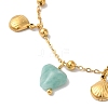 Summer Beach Nuggets Natural Amazonite & Ion Plating(IP) 304 Stainless Steel Charm Bracelets for Women Men BJEW-P326-05C-G-2