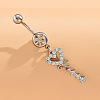 Brass Clear Cubic Zirconia Heart Dangle Belly Rings WG0D96C-01-3